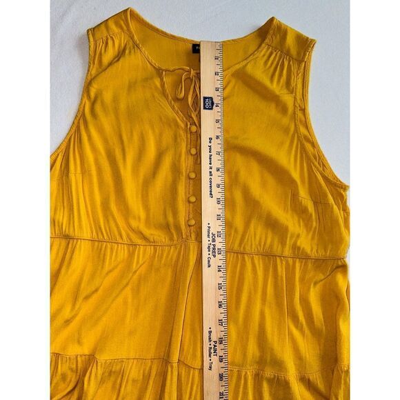 Torrid Women's Rayon Slub Button-Front Yellow Tiered Tank Sz 1 - Picture 8 of 11